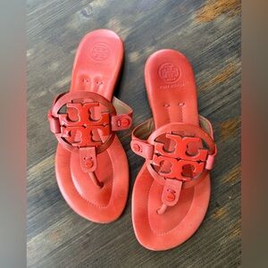 Tory Burch Orange / Tomato red Slide Sandals